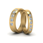 Load image into Gallery viewer, his-and-hers-matching-wedding-diamond-princess-cut-bands-in-yellow-gold-FD9087BPR-NL-YG.jpg