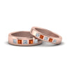 Load image into Gallery viewer, his-and-hers-matching-wedding-diamond-princess-cut-bands-with-orange-sapphire-in-rose-gold-FD9087BPRGSAOR-NL-RG.jpg