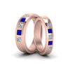 Load image into Gallery viewer, his-and-hers-matching-wedding-diamond-princess-cut-bands-with-sapphire-in-rose-gold-FD9087BPRGSABL-NL-RG.jpg