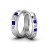Load image into Gallery viewer, his-and-hers-matching-wedding-diamond-princess-cut-bands-with-sapphire-in-white-gold-FD9087BPRGSABL-NL-WG.jpg
