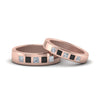 Load image into Gallery viewer, his-and-hers-matching-wedding-princess-cut-bands-with-black-diamond-in-rose-gold-FD9087BPRGBLACK-NL-RG.jpg