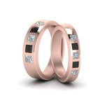 Load image into Gallery viewer, his-and-hers-matching-wedding-princess-cut-bands-with-black-diamond-in-rose-gold-FD9087BPRGBLACK-NL-RG.jpg