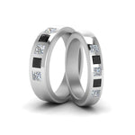 Load image into Gallery viewer, his-and-hers-matching-wedding-princess-cut-bands-with-black-diamond-in-white-gold-FD9087BPRGBLACK-NL-WG.jpg