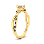 Load image into Gallery viewer, infinity-daisy-floral-emerald-cut-black-diamond-engagement-ring-in-yellow-gold-FD9986EMRGBLACK-NL-YG