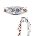 Load image into Gallery viewer, infinity-daisy-floral-emerald-cut-orange-sapphire-engagement-ring-in-white-gold-FD9986EMRGSAOR-NL-WG