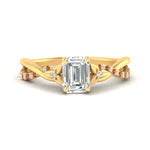Load image into Gallery viewer, infinity-daisy-floral-emerald-cut-orange-sapphire-engagement-ring-in-yellow-gold-FD9986EMRGSAOR-NL-YG