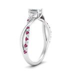 Load image into Gallery viewer, infinity-daisy-floral-emerald-cut-pink-sapphire-engagement-ring-in-white-gold-FD9986EMRGSADRPI-NL-WG