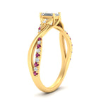 Load image into Gallery viewer, infinity-daisy-floral-emerald-cut-pink-sapphire-engagement-ring-in-yellow-gold-FD9986EMRGSADRPI-NL-YG