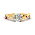 Load image into Gallery viewer, infinity-daisy-floral-emerald-cut-ruby-engagement-ring-in-yellow-gold-FD9986EMRGRUDR-NL-YG