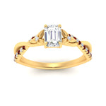 Load image into Gallery viewer, infinity-daisy-floral-emerald-cut-ruby-engagement-ring-in-yellow-gold-FD9986EMRGRUDR-NL-YG