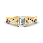 Load image into Gallery viewer, infinity-daisy-floral-emerald-cut-sapphire-engagement-ring-in-yellow-gold-FD9986EMRGSABL-NL-YG