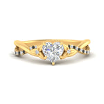 Load image into Gallery viewer, infinity-daisy-floral-heart-shaped-black-diamond-engagement-ring-in-yellow-gold-FD9986HTRGBLACK-NL-YG
