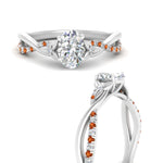 Load image into Gallery viewer, infinity-daisy-floral-oval-shaped-orange-sapphire-engagement-ring-in-white-gold-FD9986OVRGSAOR-NL-WG