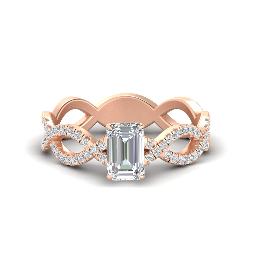Emerald Cut Infinity Twist Luxe Engagement Ring – Fascinating Diamonds