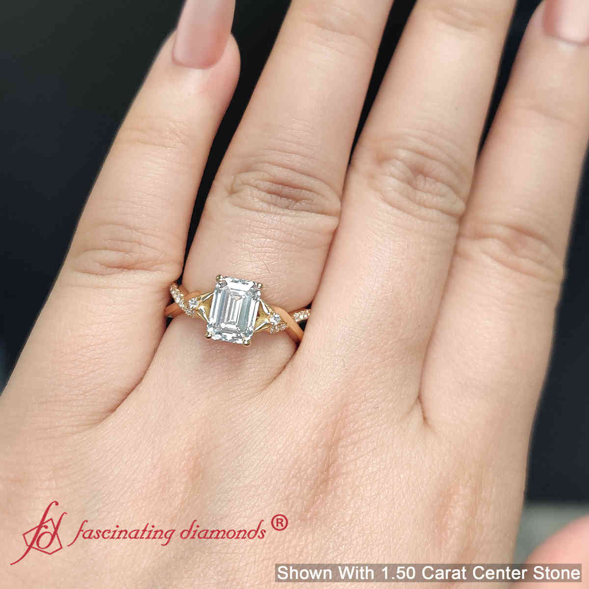 Emerald Cut Infinity Daisy Floral Engagement Ring – Fascinating Diamonds