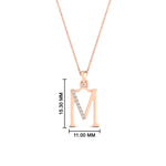 Load image into Gallery viewer, initial-alphabet-m-diamond-pendant-necklace-in-FDPD11292MSLEEP-NL-RG
