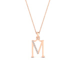 Load image into Gallery viewer, initial-alphabet-m-diamond-pendant-necklace-in-FDPD11292MSLEEP-NL-RG