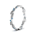 Load image into Gallery viewer, leaf-and-curl-blue-topaz-enamel-band-in-white-gold-FDEWB8349BGICBLTO-NL-WG