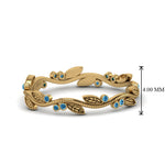 Load image into Gallery viewer, leaf-and-curl-blue-topaz-enamel-band-in-yellow-gold-FDEWB8349BGICBLTO-NL-YG