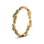 Load image into Gallery viewer, leaf-and-curl-blue-topaz-enamel-band-in-yellow-gold-FDEWB8349BGICBLTO-NL-YG