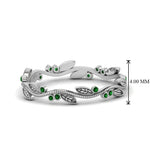 Load image into Gallery viewer, leaf-and-curl-emerald-enamel-band-in-white-gold-FDEWB8349BGEMGR-NL-WG