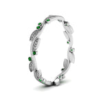 Load image into Gallery viewer, leaf-and-curl-emerald-enamel-band-in-white-gold-FDEWB8349BGEMGR-NL-WG