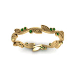 Load image into Gallery viewer, leaf-and-curl-emerald-enamel-band-in-yellow-gold-FDEWB8349BGEMGR-NL-YG