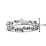 Load image into Gallery viewer, leaf-and-curl-pink-sapphire-enamel-band-in-white-gold-FDEWB8349BGSADRPI-NL-WG
