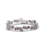 Load image into Gallery viewer, leaf-and-curl-pink-sapphire-enamel-band-in-white-gold-FDEWB8349BGSADRPI-NL-WG