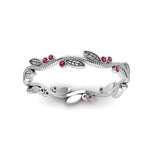 Load image into Gallery viewer, leaf-and-curl-pink-sapphire-enamel-band-in-white-gold-FDEWB8349BGSADRPI-NL-WG