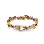 Load image into Gallery viewer, leaf-and-curl-purple-topaz-enamel-band-in-yellow-gold-FDEWB8349BGVITO-NL-YG