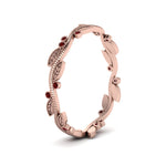 Load image into Gallery viewer, leaf-and-curl-ruby-enamel-band-in-rose-gold-FDEWB8349BGRUDR-NL-RG