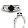 Load image into Gallery viewer, leaf-vine-round-solitaire-black-diamond-wedding-ring-set-in-white-gold-fdens11688rogblackangle3-nl-wg.jpg?v=1777270309