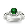 Load image into Gallery viewer, leaf-vine-round-solitaire-emerald-wedding-ring-set-in-white-gold-fdens11688rogemgrangle5-nl-wg.jpg?v=1777270309