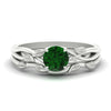 Load image into Gallery viewer, leaf-vine-round-solitaire-emerald-wedding-ring-set-in-white-gold-fdens11688rogemgrsleep-nl-wg.jpg?v=1777270309