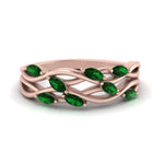 Load image into Gallery viewer, leaf-wide-emerald-wedding-band-in-rose-gold-FD9476GEMGR-NL-RG.jpg