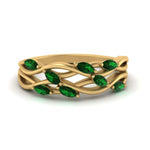 Load image into Gallery viewer, leaf-wide-emerald-wedding-band-in-yellow-gold-FD9476GEMGR-NL-YG.jpg