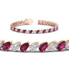 Load image into Gallery viewer, Leaning Pear Cut Diamond Tennis Bracelet