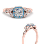 Load image into Gallery viewer, leaves-asscher-cut-halo-diamond-engagement-ring-with-blue-topaz-in-rose-gold-FD9827ASRGICBLTOANGLE3-NL-RG.jpg?v=1770891167
