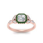 Load image into Gallery viewer, leaves-asscher-cut-halo-diamond-engagement-ring-with-emerald-in-rose-gold-FD9827ASRGEMGRANGLE5-NL-RG.jpg?v=1770891167