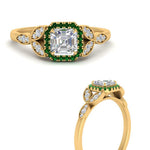 Load image into Gallery viewer, leaves-asscher-cut-halo-diamond-engagement-ring-with-emerald-in-yellow-gold-FD9827ASRGEMGRANGLE3-NL-YG.jpg?v=1770891167