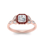 Load image into Gallery viewer, leaves-asscher-cut-halo-diamond-engagement-ring-with-ruby-in-rose-gold-FD9827ASRGRUDRANGLE5-NL-RG.jpg?v=1770891167