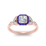 Load image into Gallery viewer, leaves-asscher-cut-halo-diamond-engagement-ring-with-sapphire-in-rose-gold-FD9827ASRGSABLANGLE5-NL-RG.jpg?v=1770891168