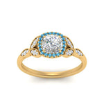 Load image into Gallery viewer, leaves-cushion-cut-halo-diamond-engagement-ring-with-blue-topaz-in-yellow-gold-FD9827CURGICBLTOANGLE5-NL-YG.jpg?v=1770891186