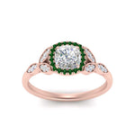 Load image into Gallery viewer, leaves-cushion-cut-halo-diamond-engagement-ring-with-emerald-in-rose-gold-FD9827CURGEMGRANGLE5-NL-RG.jpg?v=1770891187