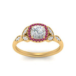 Load image into Gallery viewer, leaves-cushion-cut-halo-diamond-engagement-ring-with-pink-sapphire-in-yellow-gold-FD9827CURGSADRPIANGLE5-NL-YG.jpg?v=1770891186