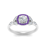 Load image into Gallery viewer, leaves-cushion-cut-halo-diamond-engagement-ring-with-purple-topaz-in-white-gold-FD9827CURGVITOANGLE5-NL-WG.jpg?v=1770891187