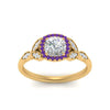 Load image into Gallery viewer, leaves-cushion-cut-halo-diamond-engagement-ring-with-purple-topaz-in-yellow-gold-FD9827CURGVITOANGLE5-NL-YG.jpg?v=1770891186