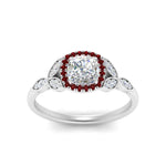 Load image into Gallery viewer, leaves-cushion-cut-halo-diamond-engagement-ring-with-ruby-in-white-gold-FD9827CURGRUDRANGLE5-NL-WG.jpg?v=1770891186