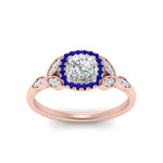Load image into Gallery viewer, leaves-cushion-cut-halo-diamond-engagement-ring-with-sapphire-in-rose-gold-FD9827CURGSABLANGLE5-NL-RG.jpg?v=1770891187